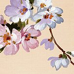 Purple flowers on beige background