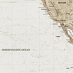 Océan Pacifique Nord sur carte géographique vintage en beige