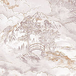 Bridge with mountain panorama in the background, motif in pink