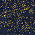 Große, gezeichnete, goldene Blätter auf dunkelblauem Hintergrund
