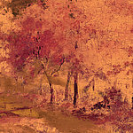 Живописный мотив аллеи деревьев в оранжевых тонах