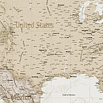 United States on vintage world map