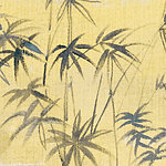 Green leaves on yellow background