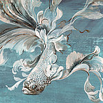 Prachtvoller Fisch gemalt auf blauem Hintergrund