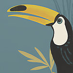 Toucan gemalt vor dunkelblauem Hintergrund