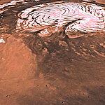 Крупный план Марса коричневого цвета с розовыми акцентами