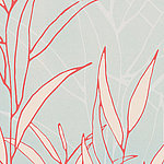 Modern gezeichnete Blätter in roter Line Art Optik auf hellblauem Hintergrund