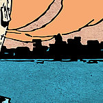 Minimalistische Malerei von Blick auf Stadt - View 1
