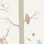 Owl sitting on tree and a stag at lower left - View 1