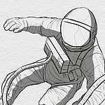 Gezeichneter Astronaut in schwarz-weiß
