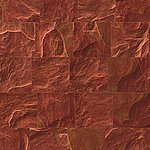 Squares in rust red stone look