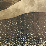Dark brown abstract motif with beige dots