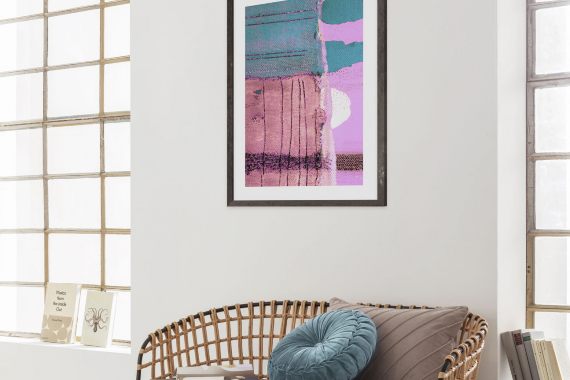 Mural abstract pink living room