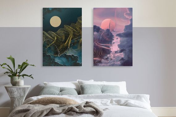 Canvas painting design in bedroom